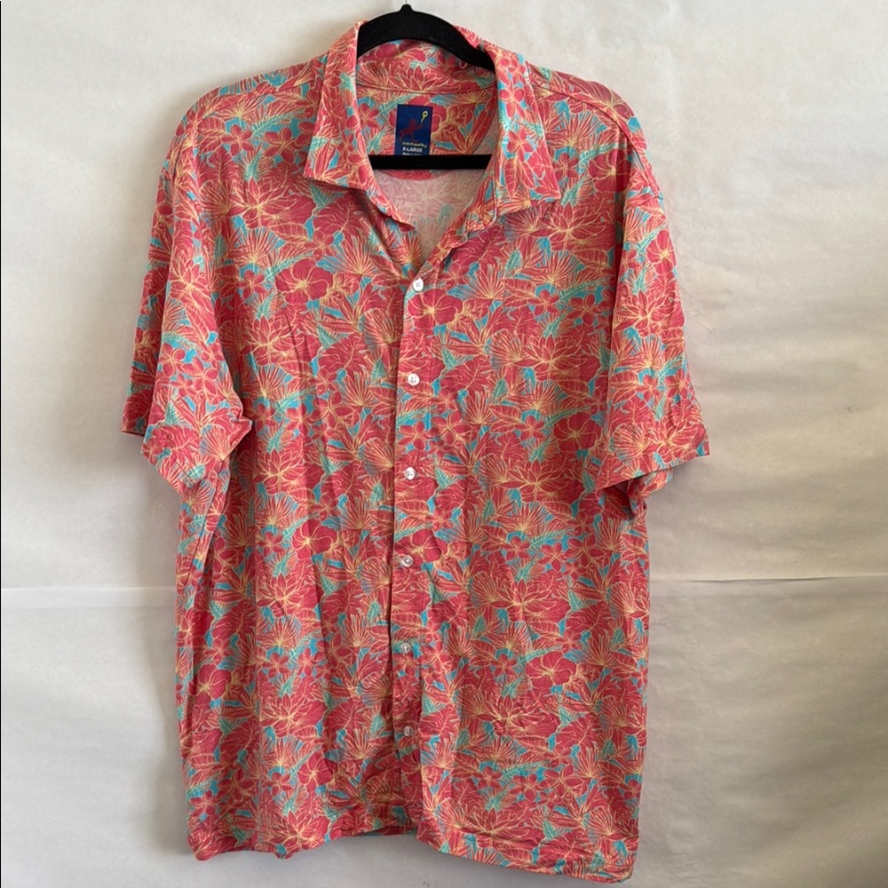 Michaels Hawaiian Casual Button Shirt Men’s Size XL Short Sleeve Pima Cotton Top